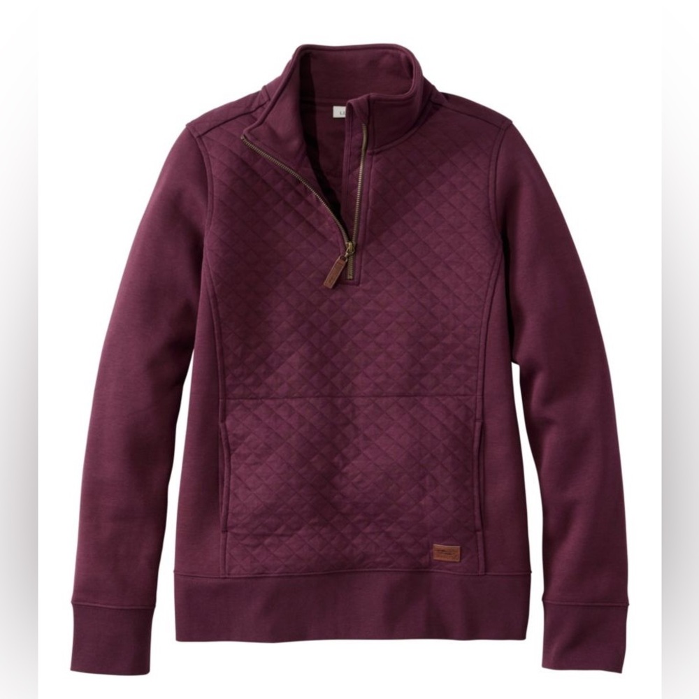 L.L. Bean Women's Half-Zip Quilted Sweater - Plum